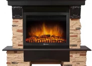 Электрокамин с широким очагом 2D Electrolux Pietra Nuovo 25 камень сланец натуральный, шпон темный дуб с очагом EFP/P-2520LS