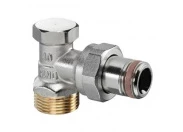 Запорнобалансировочный вентиль Oventrop Combi 2 DN-15 3/4" 1/2" Н угловой ЕК-Н НГ со штуцером
