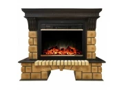 Электрокамин с широким очагом 2D Real-flame Stone Brick 26 с очагом Moonblaze lux Bl/Br