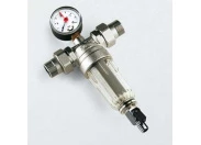 Фильтр промывной с манометром, с разъемными соединениями,пластиковой колбой TIEMME 1/2"